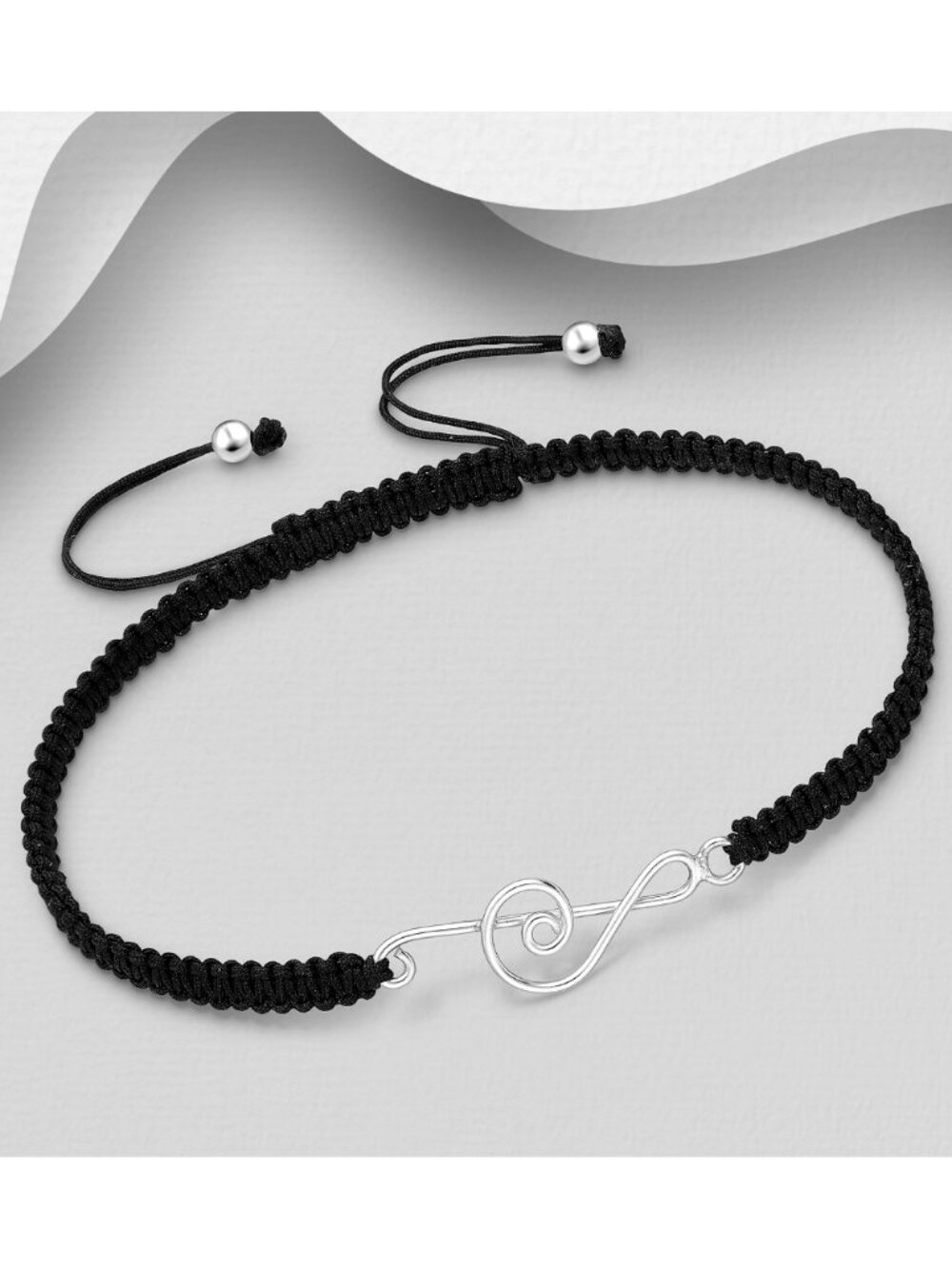 925 Sterling Silver Music Notes with Adjustable Thread Bracelet